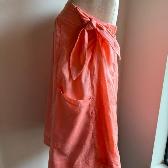 Free People Peach Linen Cotton Off Shoulder Mini Dress Size Small - Picture 5 of 8